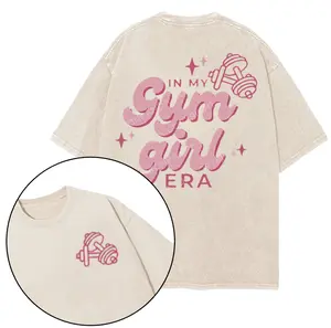 In My Gym Girl Era Printed Gym Shirt, Gym Shirt, Graphic Gym Shirt, Gift For Her, For Man, Vintage Washed Tee Cotton, Gym Shirt Women, For Men, Ful Size Menswear Top