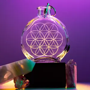 Flower of life / sacred geometry etched glass incense bottle burner