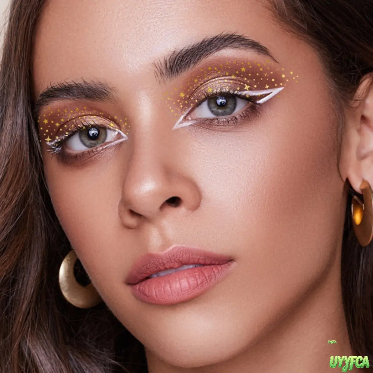 6 PCS Star Glitter Eye Temporary Tattoo Stickers, Waterproof Metallic  Face Makeup Decals, Easy To Apply Sparkly Eye Decorations For Festival, Party, Cosmetic Styling And Daily Makeup