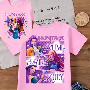 Kpop printed T-shirt, the same style worn by Mira, Rumi, and Joey, a gift for Kpop fans, features a cartoon print, suitable for children.