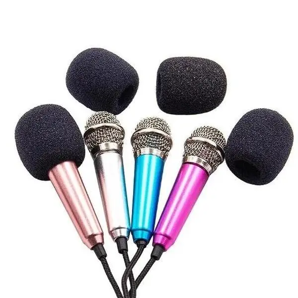 Wired Microphone (Adapters available(Lightning, USBC)) Stereo Studio Mic KTV Karaoke Mini Microphone For Smart Phone Laptop PC Desktop Handheld Audio Cable Plug Portable Colorful Connection Devices Recording Smartphone Protection