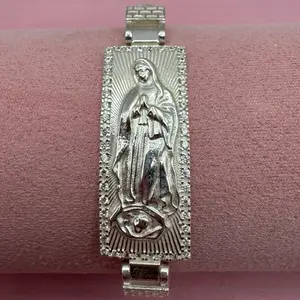 925 Sterling Silver bracelet Virgen De Guadalupe 7” length