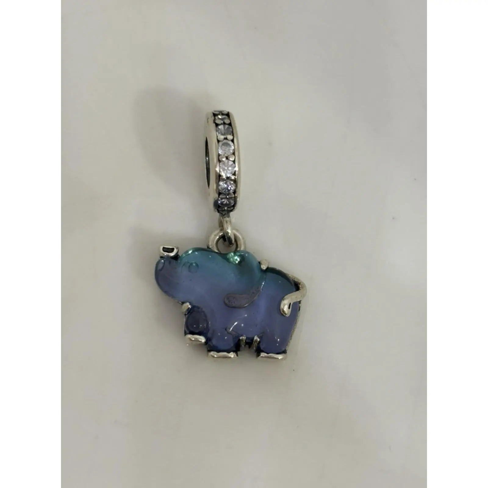 Blue Elephant Charm - Elegant Blue Elephant Design with Rhinestones, 12.3mm Perfect for Jewelry Enthusiasts