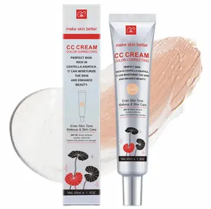 Lightweight two-tone CC cream featuring color-adapting technology, SPF 30, water-based formula, suitable for all skin types. Moisturizing sun protection for a natural nude makeup look. Broad Spectrum Radiance Matte BB