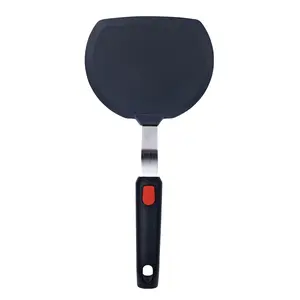 Silicone Pancake Spatula | Wide Beveled Edge Flipper With Stainless Steel Curved Handle Heat Resistant Non-stick Cooking