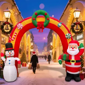 11.8 FT Christmas Inflatables Archway, Blow Up Santa Claus and Snowman Inflatables Arch Outdoor Decorations with Built-in LED Lights for Xmas Holiday Party Indoor Outdoor Garden Lawn Winter Decor
