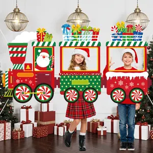 Christmas Santa Claus Gingerbread House Photo Booth Backdrop Fabric, Christmas Party Decor, Winter Door Banner Wall Hanging for Xmas Holiday Birthday Party Background Decor