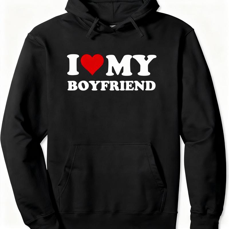 Matching Couple Hoodies| 'I Love My Boyfriend/Girlfriend' Sweatshirts| Unisex Fall Streetwear| Cute Gift for Birthdays & Special Occasions