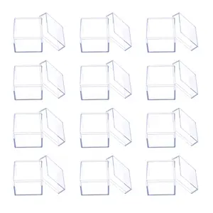 12pcs Clear Acrylic Square Cube Candy Boxes - Festive Treat Containers for Wedding Party Supplies, Home Gift Storage