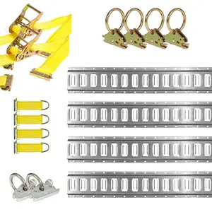 4' Galvanized E track Kit - 4 Rails + Tie-Down Accessories - 16 Pcs