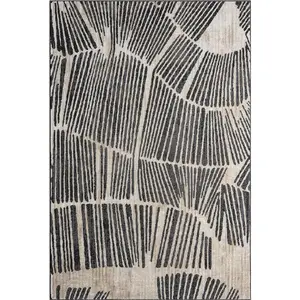 AF - Mia Beige Black Linear Wave Contemporary Area Rug