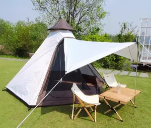 Outdoor Yurt Indian pyramid camping tent 3-4 people double rain thick big tent