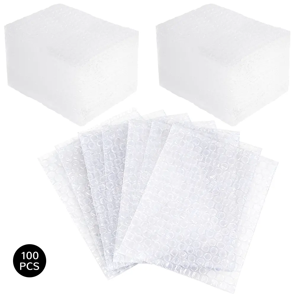 100 pcs Clear Bubble Out Bags Double-Side Premium Small Bubble Out Pouch Self Seal Bubble Pouches Double-Wall Bubble Cushioning Pouch for Moving, Shipping, and Storage