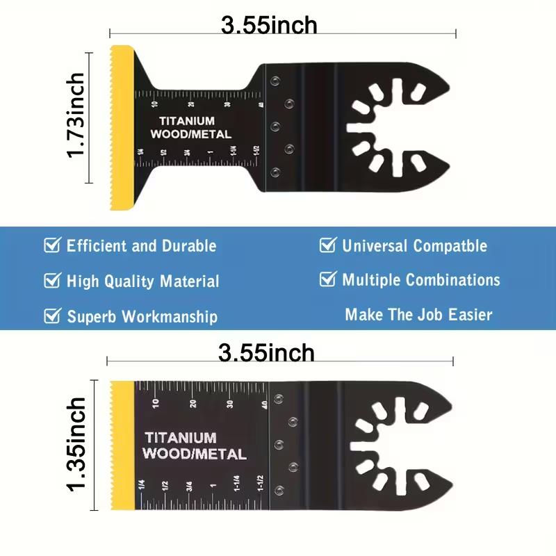20PCS Oscillating Tool Blades, Titanium & HCS Oscillating Saw Blades for Metal/Wood/Plastic Cutting, Curved Edge Multi Tool Blades Compatible with Dewalt Bosch Milwaukee Ryobi
