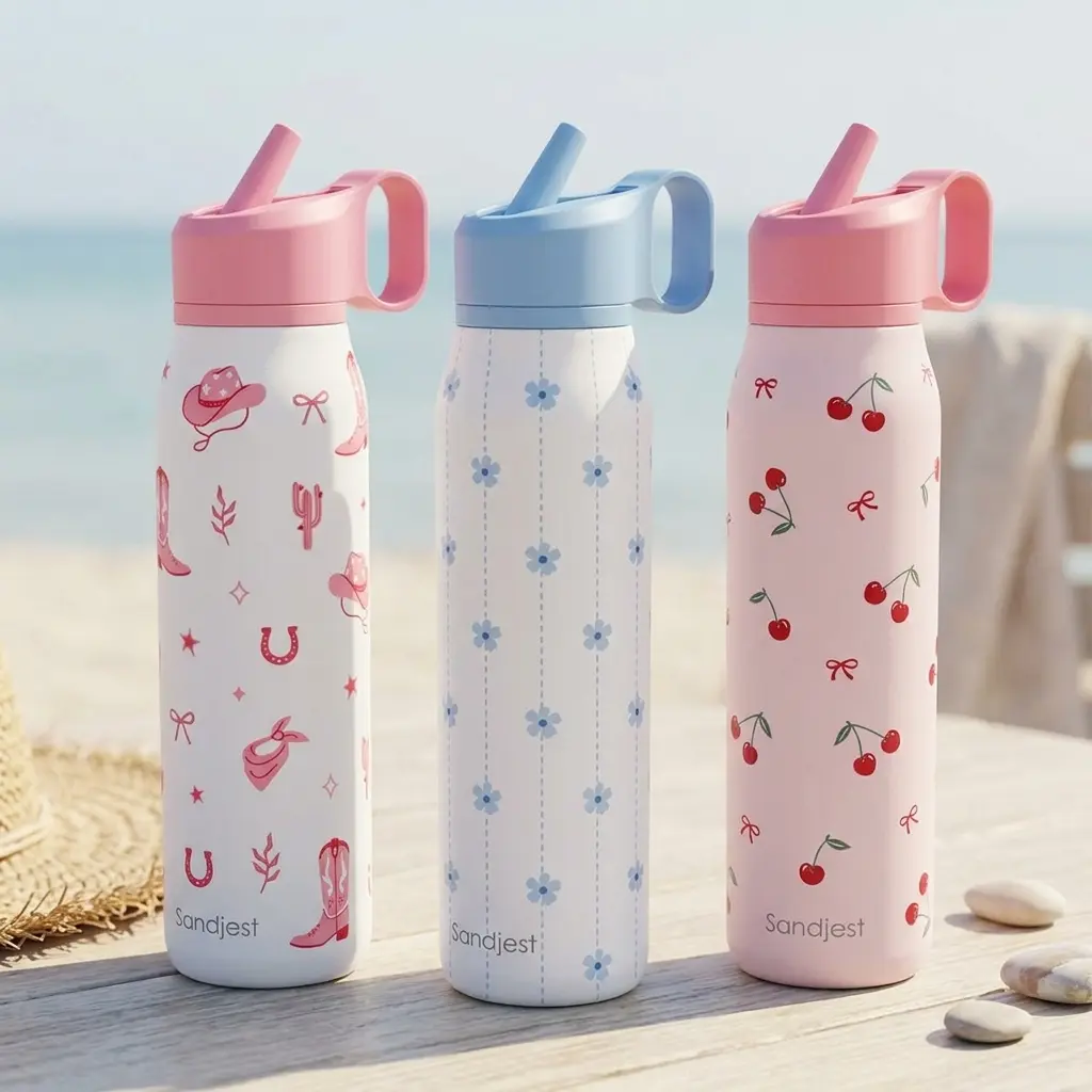 SANDJEST 20oz Insulated Stainless Steel Water Bottle - Twist Lid, Leak-Proof Insulated Tumbler, Cup Holder-Friendly, Portable Backpack-Compatible Drink Container for Summer Sports, Outdoor Activities