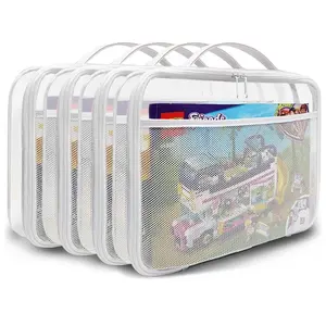 4 Packs PVC Zippered Blocks for Organizing And Storing Board Game Components, Featuring a Manual Pocket And Name Tag, in a Large/Small White Design