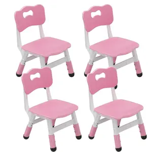 4pack Adjustable Height Kids Chair, 3-Level Plastic Toddler Desk Chairs for Ages 2-6, Sturdy Modern Design for Boys Girls, Home Nursery Study Area -Pink