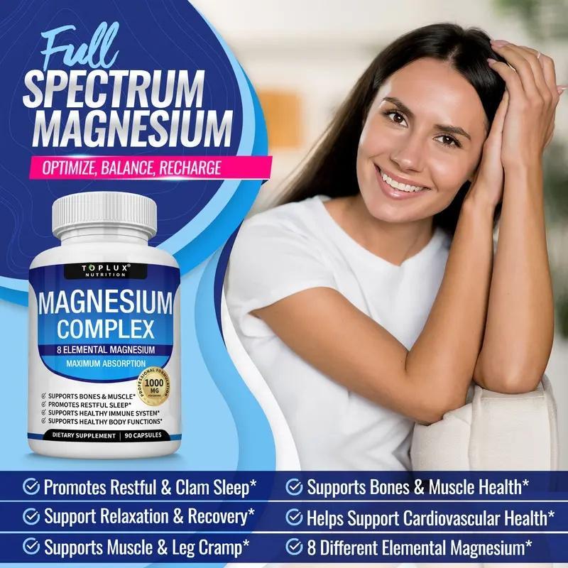 Toplux Magnesium Complex 8 Essential Magnesium Supplement 1000mg Capsule Wellness Dietary