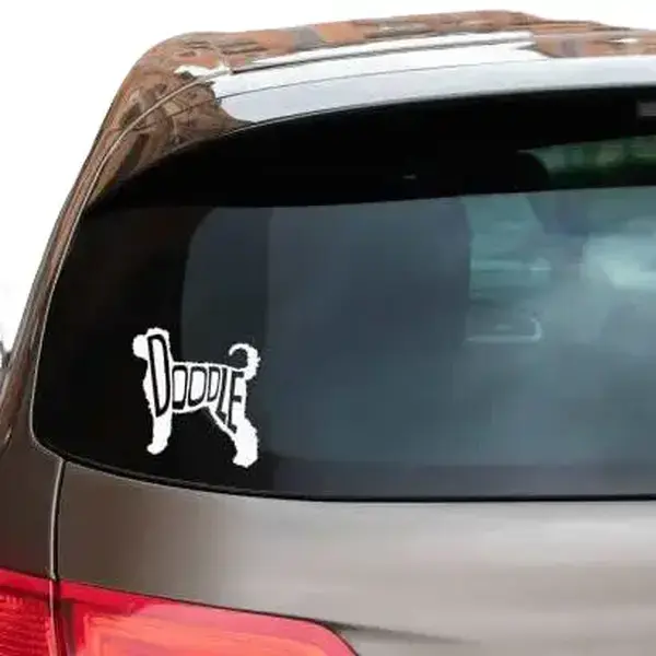Doodle Silhouette Doodle  Goldendoodle Labradoodle Six Inch Vinyl Car Decal Dog Pet Lover Rescue Paw For pc laptop truck stanley tumbler sticker