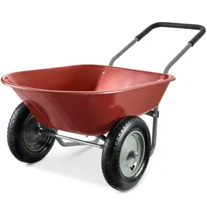 Best Choice Products Dual-Wheel Home Wheelbarrow Yard Garden Cart for Lawn, Construction