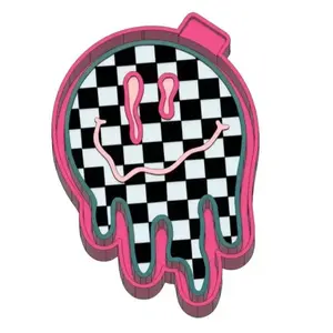 Checkered Drip Smiley Face Freshie Mold & 3D Printed Mold Housing Option