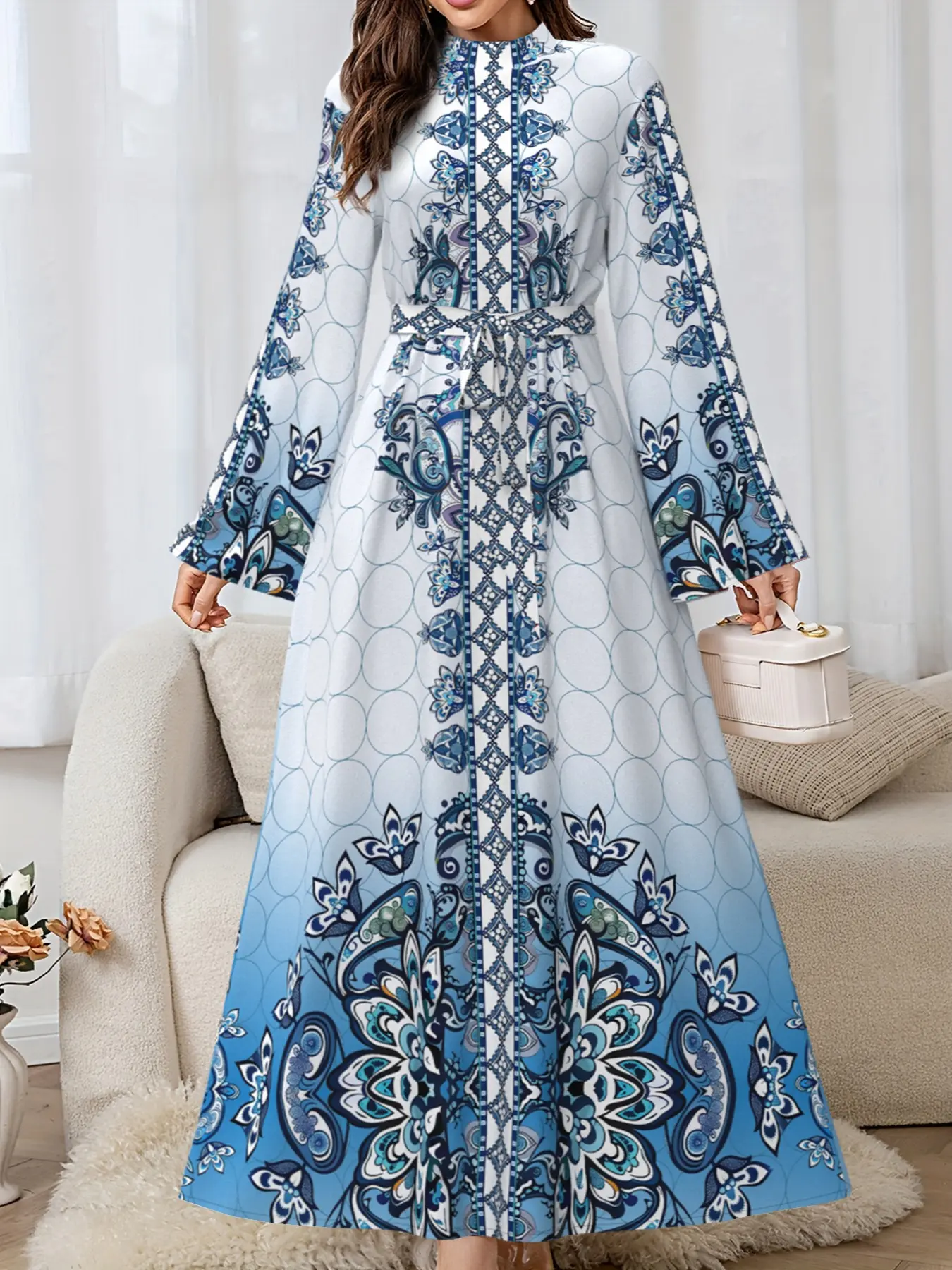 Luxurious Arabic Long Dress, Woven Middle Eastern Style Sleeveless Maxi  Dress, Elegant Floral Print, Loose Fit Womenswear, Chic - TikTok Shop