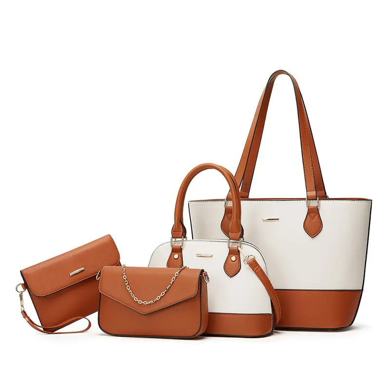 Four-Piece Set New Fashion Color Block  Large Capacity Women'S Bag Mother And Child Set Fashion Trend Tote Bag