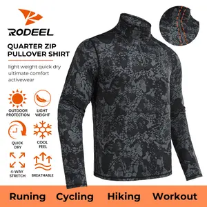 【RODEEL】935 Quarter Zip Long Sleeve Shirts Men UPF 50+ Sun UV Protection Lightweight Quick Dry Moisture Wicking Breathable Cooling Athletic Activewear for Outdoor Sports Workout Hiking Running Biking Fishing Boating Athleisure Street Fit,  Holiday Gift