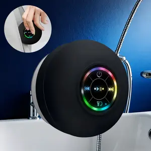 Christmas Gift Portable Mini Bluetooth-compatible Shower Speaker Rechargeable Waterproof Speaker with LED Light, Waterproof Ipx4 Wireless Stereo Charger for Beach Home Use,Cool Gadgets