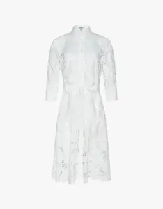 L'agence May Lace Midi Shirt Dress in Ivory