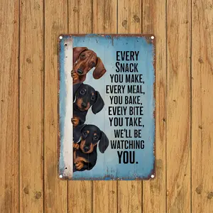 1pc Vintage Metal Tin Sign with Dachshund Design - Funny Retro Wall Decor, 12x8 Inch, Rustic Farmhouse Style, Perfect for Home, Porch, or Outdoor Decoration, Ideal Gift for Dog Lovers, Outdoor Wall Art |   Retro Wall Art |   Durable Metal S