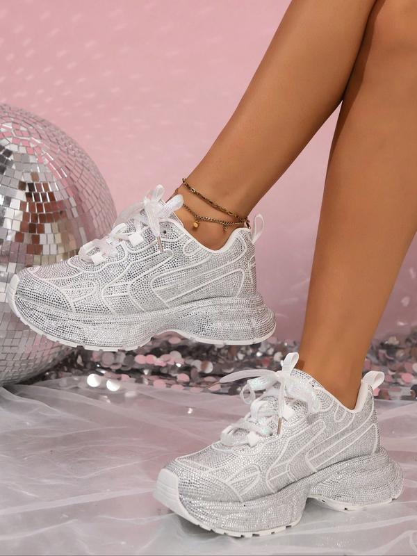 Dazzling Anklet Sneakers, Perfect for Night & Glam Style, Low Top Textile Shoes for All Seasons