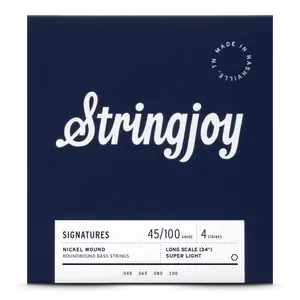 Stringjoy 45-100 Long Scale 4 String Super Light Gauge Signatures - Nickel Wound Bass Guitar Strings