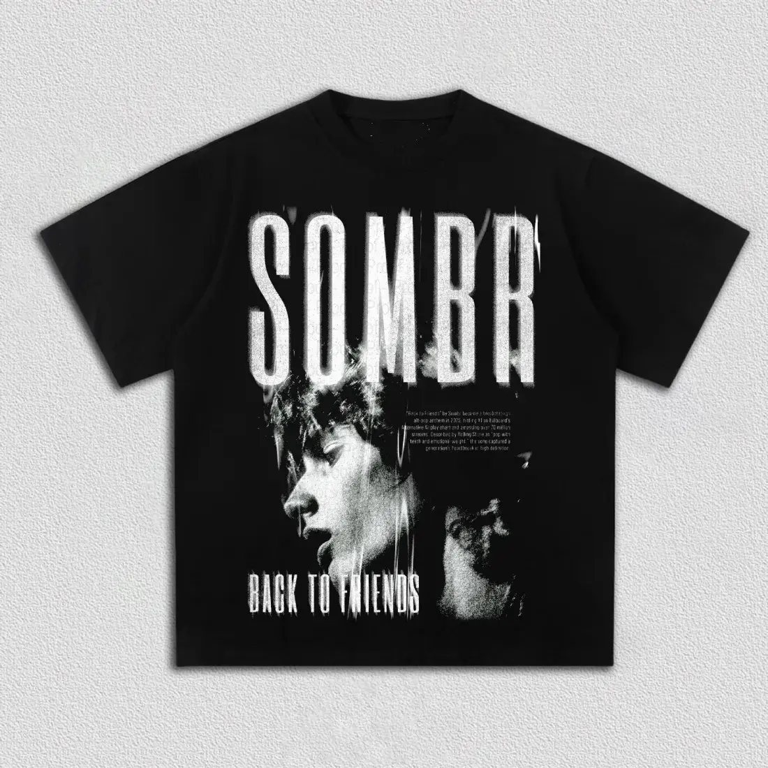 SOMBR Back to Friends T-Shirt, Black Graphic Tee, Indie Music Aesthetic Shirt, Y2K Streetwear Top, Unisex Gift for Music Lovers