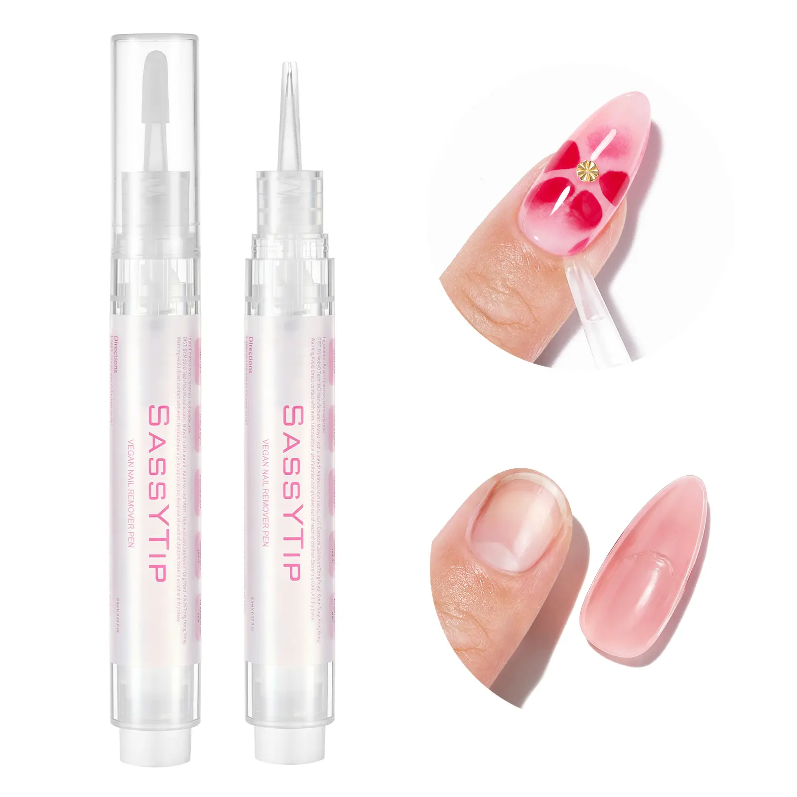 SASSYTIP Non Acetone Nail Polish Remover Pen - Click&Remove Design, Fast Gel Remover for Press On Removal & Nail Care