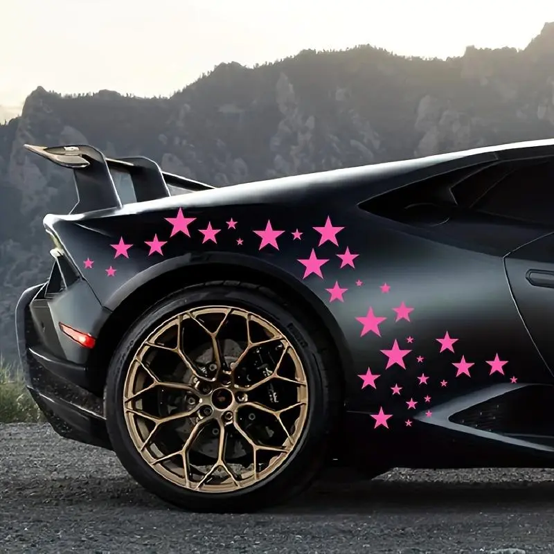 60-Piece Pentagram Racing Vinyl Decal Set For Car Body & Doors - Sporty Competition Style, Easy Stick-On Pvc Stickers