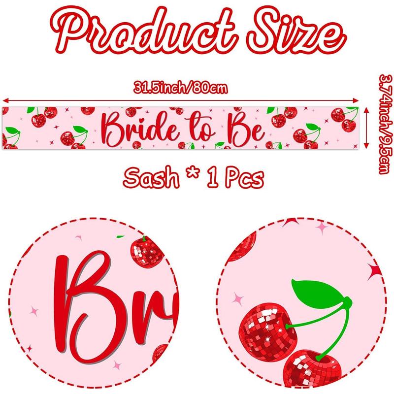 1Set Cherry Disco Ball Party Decoration Cherry Bride to Be Sash Cherry Bachelorette Decorations Cherry and Dsico Ball for Girls Sweet Cherry Berry Fruit Bridal Shower Party Supplies