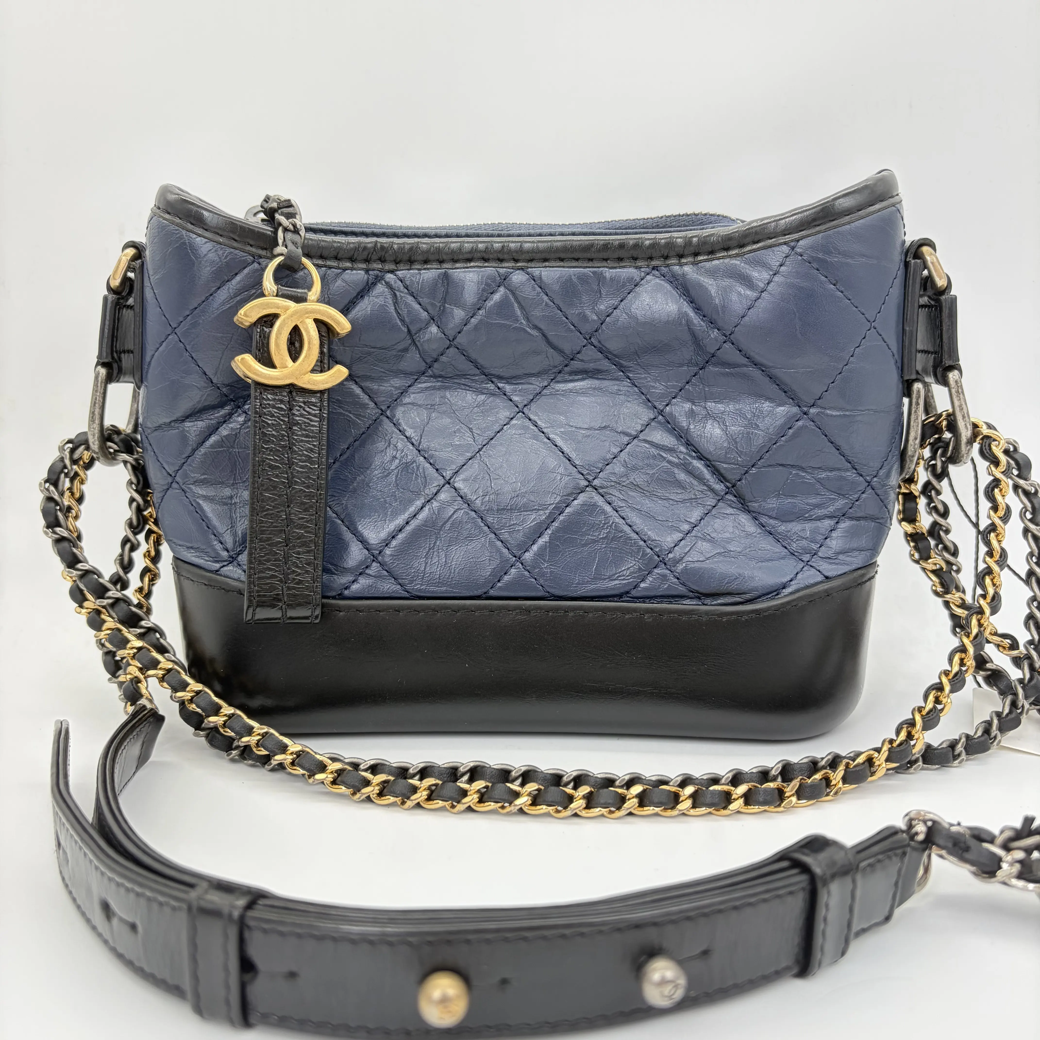 Pre-owned CHANEL Gabrielle Hobo Bag (Small) – Navy and Black