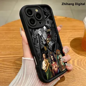 Creativity Jesus Virgin Mary TPU Phone Case for iPhone 17 Pro Max Air 16 Plus 15 14 13 12 11 Anti-Scratch Shockproof Soft Silicone Protective Cover Simple and stylish Smartphone Casing