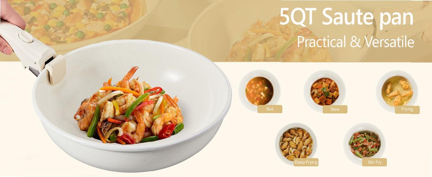 [FLASH SALE | ROVSUN ] 22 Pcs Nonstick Pots and Pans Set with Detachable Handles