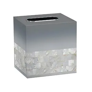 212 MAIN Silver Marble Shiny Bath Dispenser - Holds Tissue, Soap, Toothbrush (Jakarta Boutique Style)