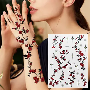 Source manufacturer long-lasting waterproof henna tattoo stickers wedding party festival colorful onion pink flower face sticker wholesale