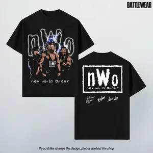 WWE NEW WORLD nWo T-Shirt, Vintage Graphic Design Iconic Wrestling Duel Print Tee, Classic Fan Apparel Cotton Shirt, Fabric Menswear Top Casual Basic Gift for WWE Fans