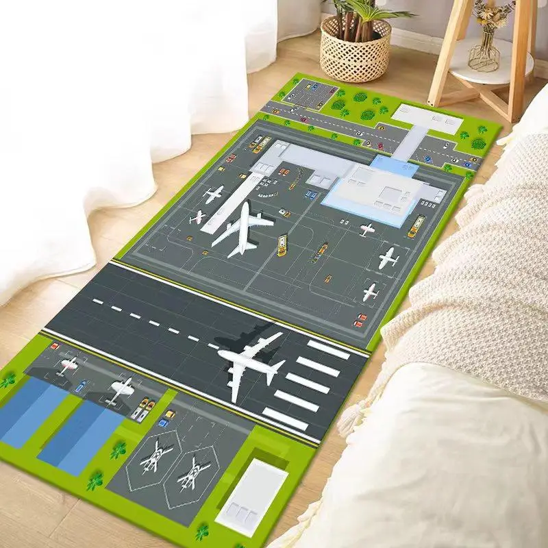 Cartoon Traffic Pattern Rug, 1 Count Creative Non-slip Floor Carpet, Decorative Mat for Home Living Room Kids Bedroom