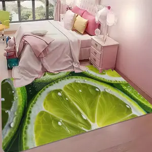 Summer Fresh Lemon Fruit Floor Mat, 3D Realistic Lemon Slice Bedroom Bedside Non-Slip Durable Carpet Foot Pad, 1pc Floor Mat
