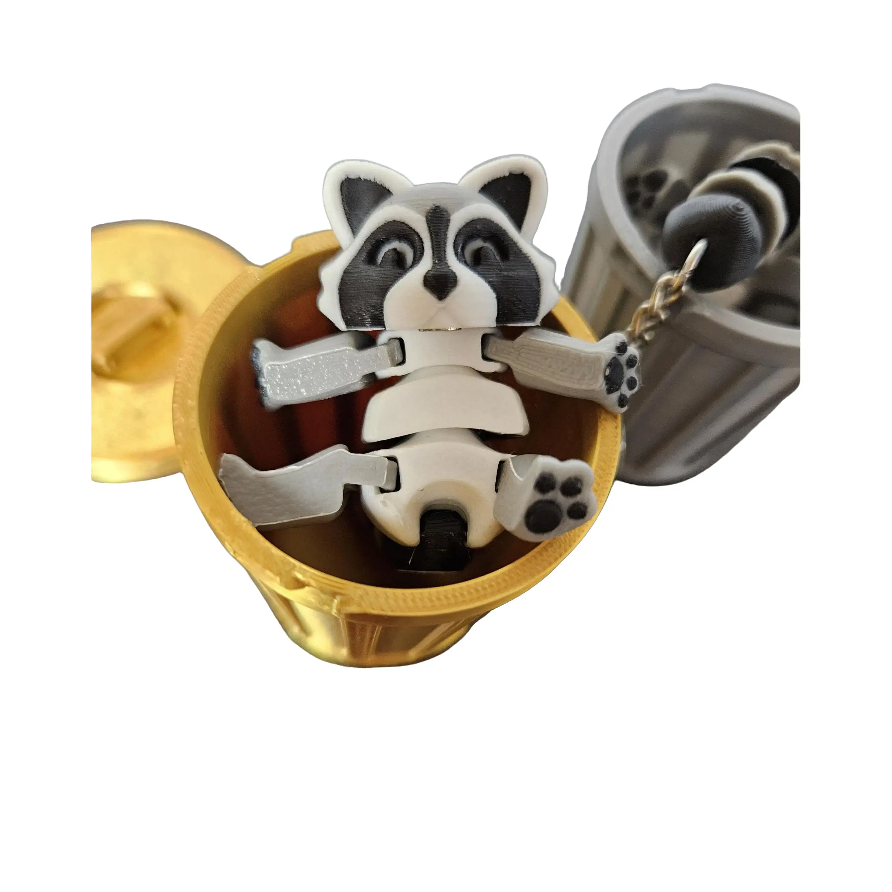 Raccoon Fidget Toy – 3D Printed Articulated Figure | Magnet, Keychain & Trash Can Option
