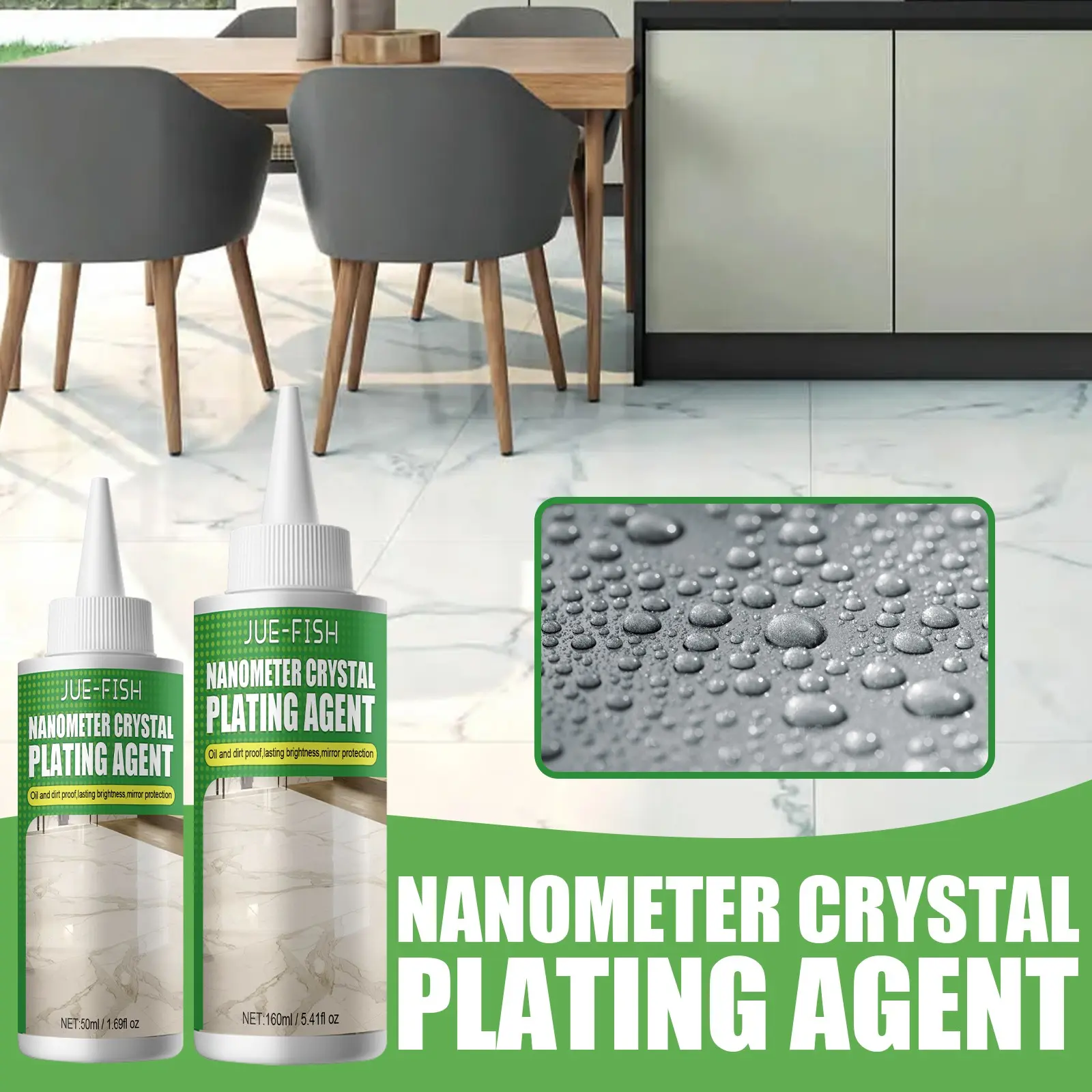 Jue-Fish Nano Crystal Coating (160ML), Marble Polishing Nano Crystal Liquid, Tile Scratch Repair Brightening Restoration