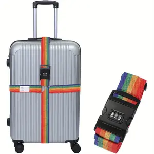 Cross Luggage Straps with Combination Lock Name ID Card Adjustable Suitcase Belt Strap for Suitcase Briefcase Backpack Travel