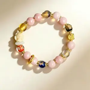 Exquisite Pretty Jewelry Bracelet, Fox Blush Pink Porcelain Incense Ash Bracelet with Love Charm, Good Luck Symbol, Wisdom Representation for Relationship Protection - DIY Beading & Jewelry Making Accessory, Exquisite Bracelet
