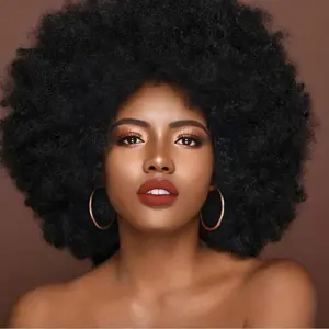70s Afro Wigs for Men and Women Glueless Wear and Go Wig Fluffy Short Black Afro Curly Heat Resistant Synthetic Wigs for Hippie Disco Rock 70s 80s Party and Daily